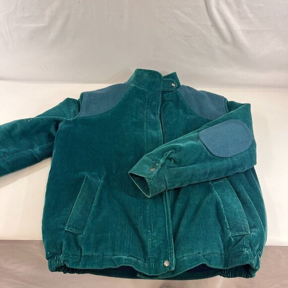 Vintage Corduroy Bomber Jacket Teal Blue Womens w/ Elbow Patch 1980s 90s Duffel - Picture 6 of 8